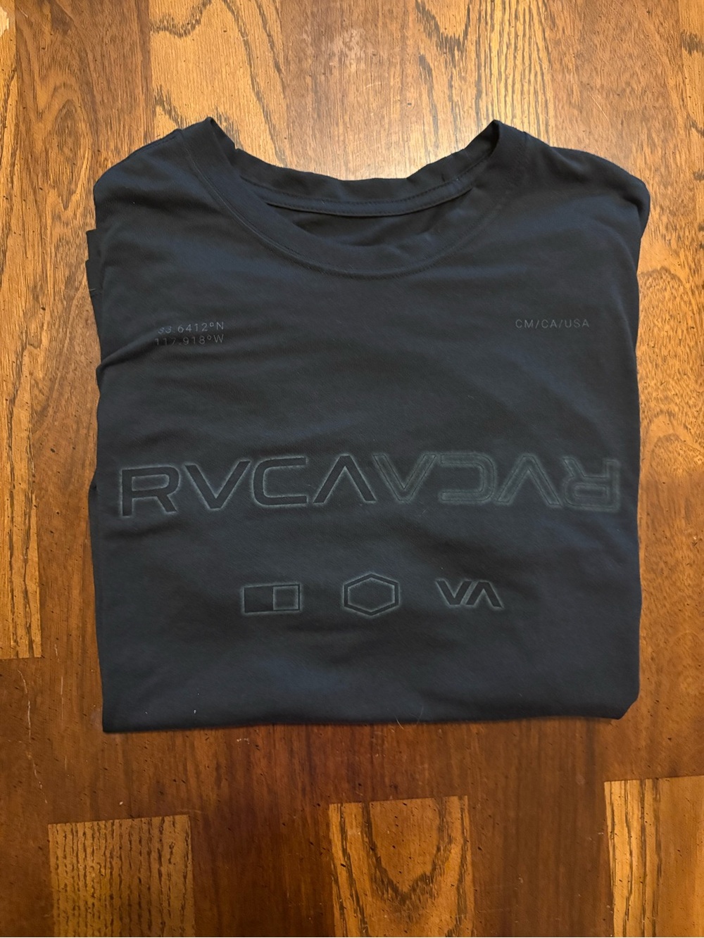 RVCA Black Short Sleeve Tee with Subtle Graphic